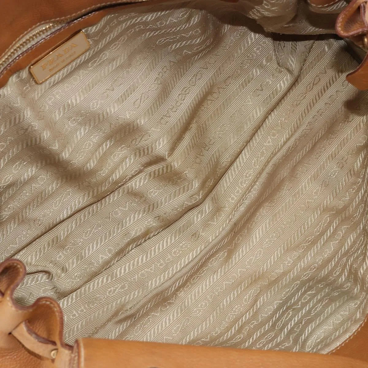 Prada Convertible Shopping Tote Saffiano Leather Saffiano Leather Beige Leather Tote Bag Bag (Pre-Owned)