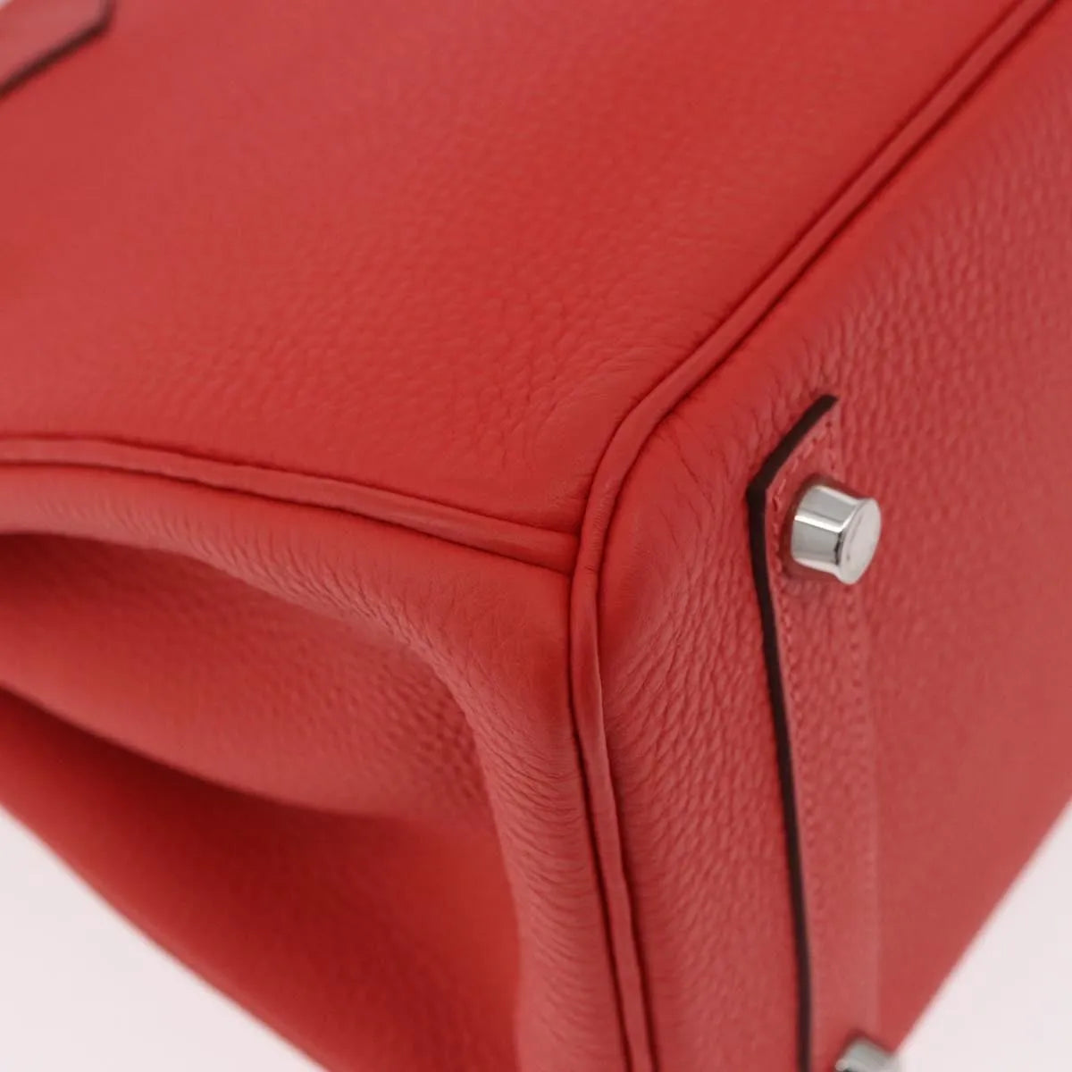 Hermes Birkin Handbag Red Togo With Palladium Hardware Red Leather Handbag (Pre-Owned)