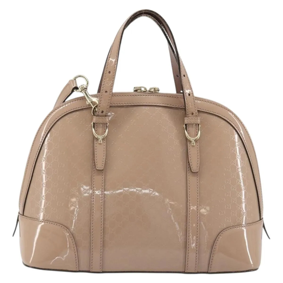 Gucci Nice Top Handle Microguccissima Patent Beige Patent_Leather Handbag (Pre-Owned)