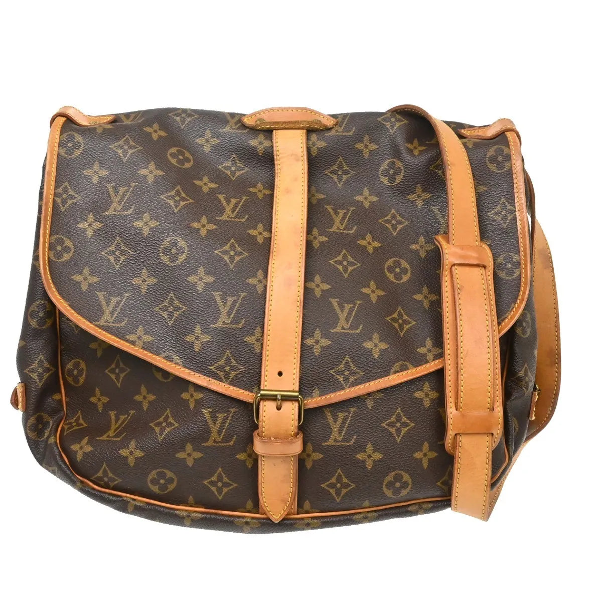 Louis Vuitton Saumur Handbag Monogram Canvas Brown Canvas Shoulder Bag Bag (Pre-Owned)