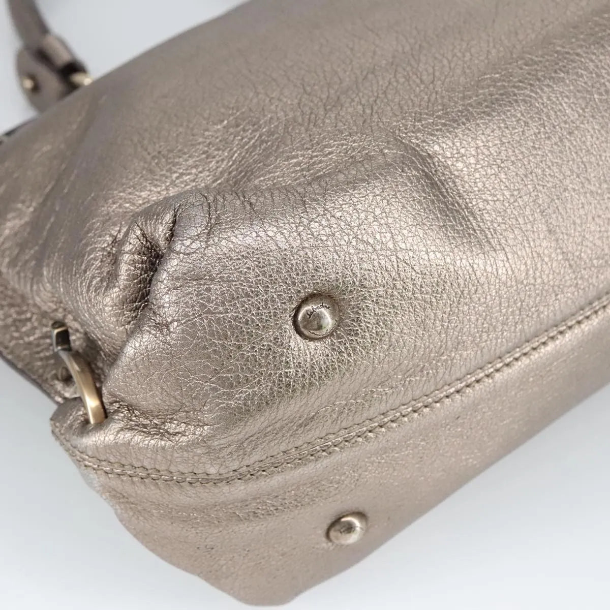 Salvatore Ferragamo Sofia Satchel Leather Silver Leather Handbag (Pre-Owned)