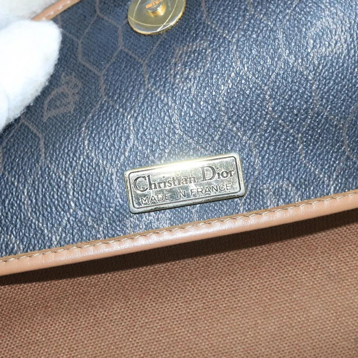 Christian Dior Vintage Honeycomb Flap Canvas And Leather Black Pvc Shoulder Bag Bag (Pre-Owned)
