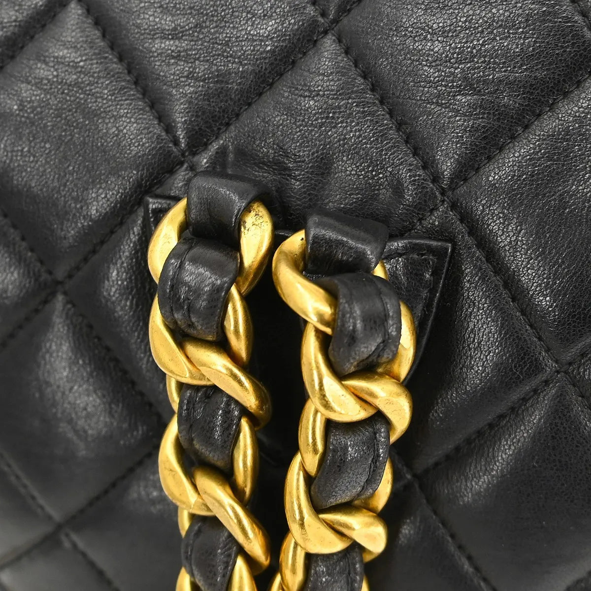 Chanel Vintage Cc Pocket Quilted Lambskin Black Leather Backpack Bag (Pre-Owned)