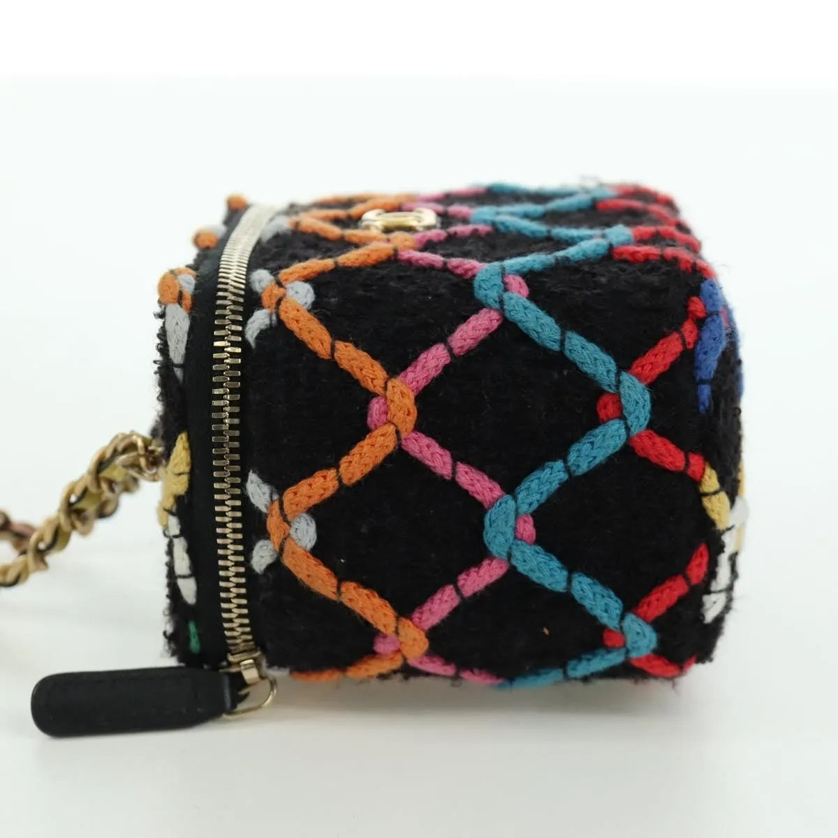 Chanel Pearl Crush Vanity Case With Chain Quilted Multicolor Tweed Multicolour Tweed Shoulder Bag Bag (Pre-Owned)