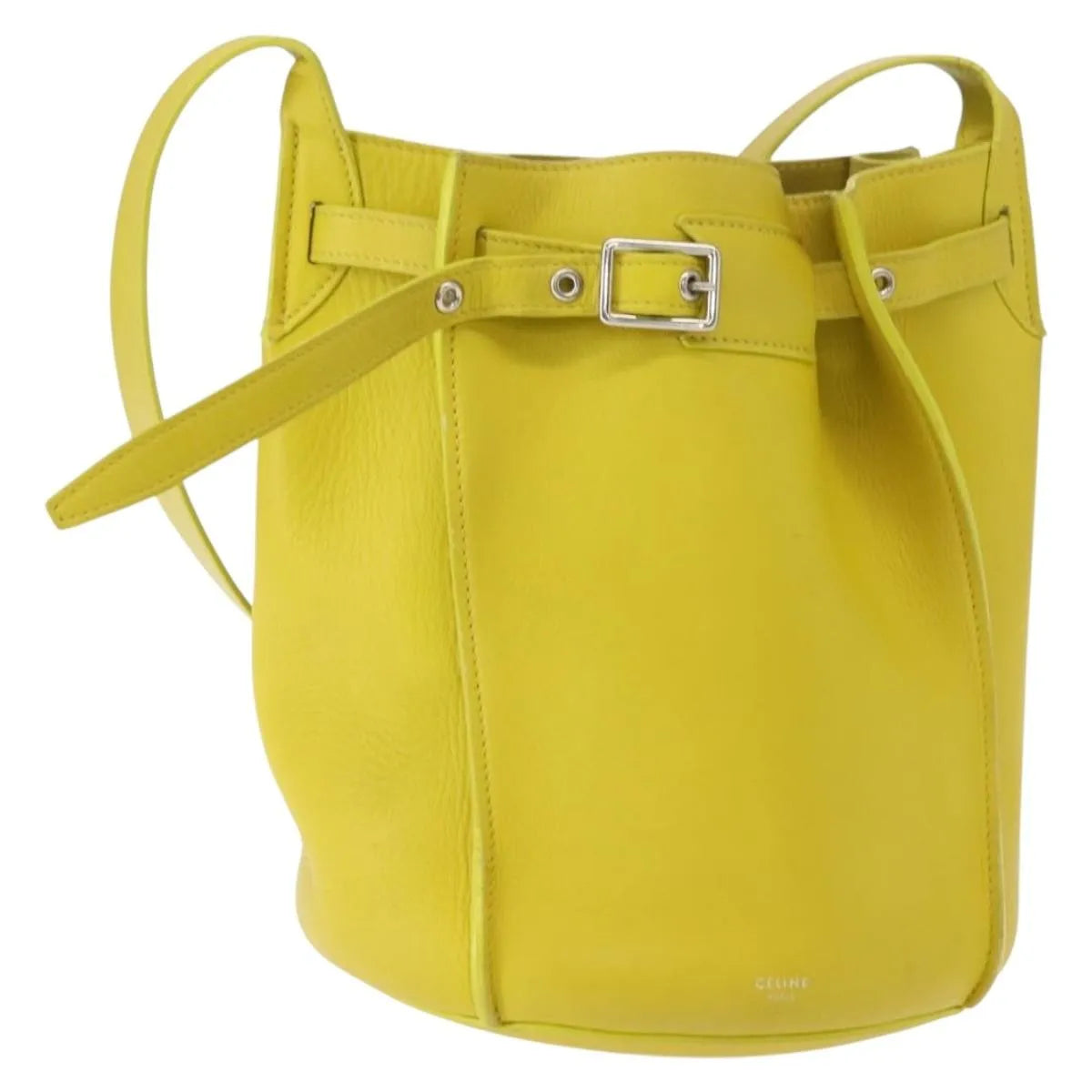 Celine Long Strap Big Bag Bucket Leather Yellow Leather Shoulder Bag Bag (Pre-Owned)