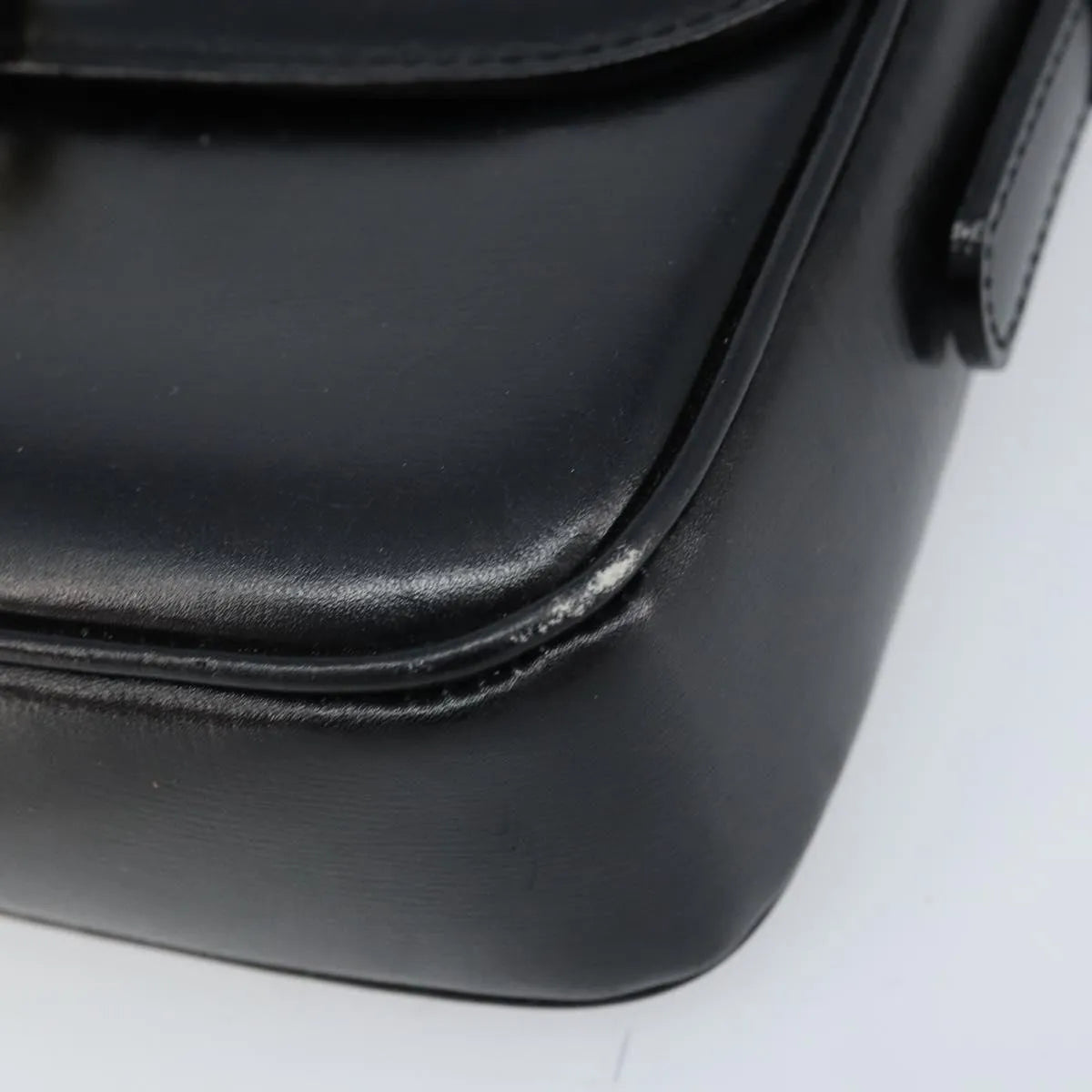 Celine Shoulder Leather Black Leather Shoulder Bag Bag (Pre-Owned)