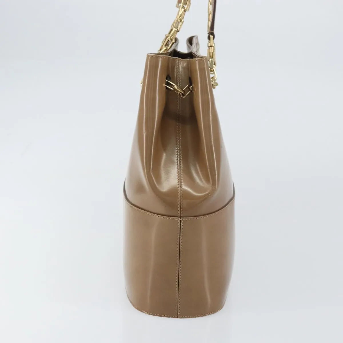 Salvatore Ferragamo Vintage Chain Patent Leather Beige Patent_Leather Shoulder Bag Bag (Pre-Owned)
