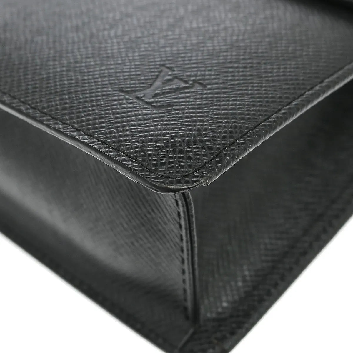 Louis Vuitton Selenga Pochette Taiga Leather Black Leather Clutche & Pouche Bag (Pre-Owned)