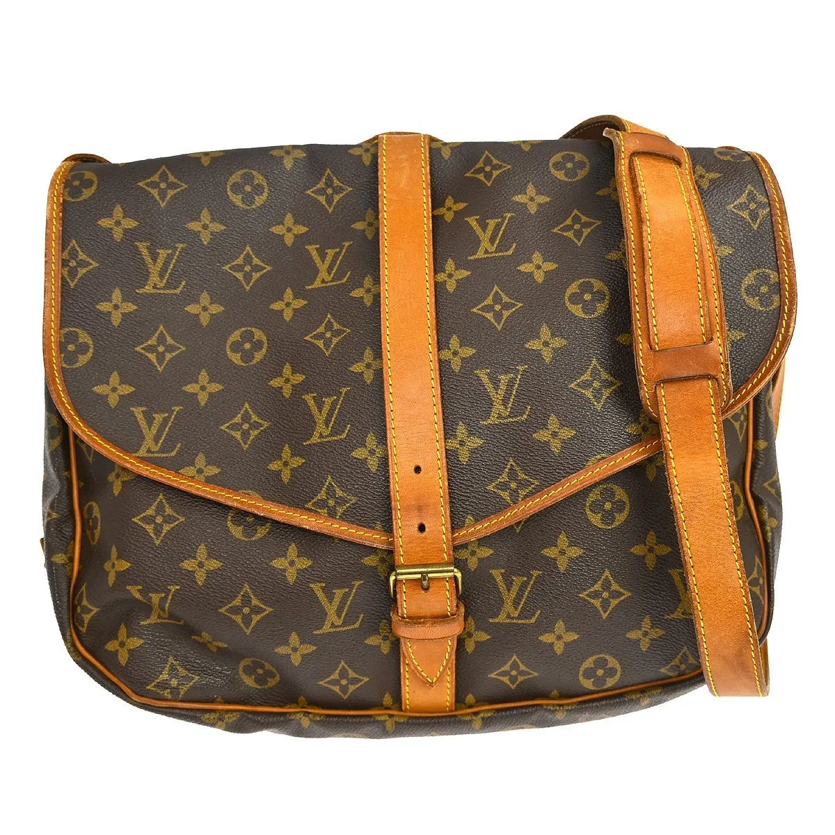 Louis Vuitton Saumur Monogram Brown Canvas Shoulder Bag Bag (Pre-Owned)