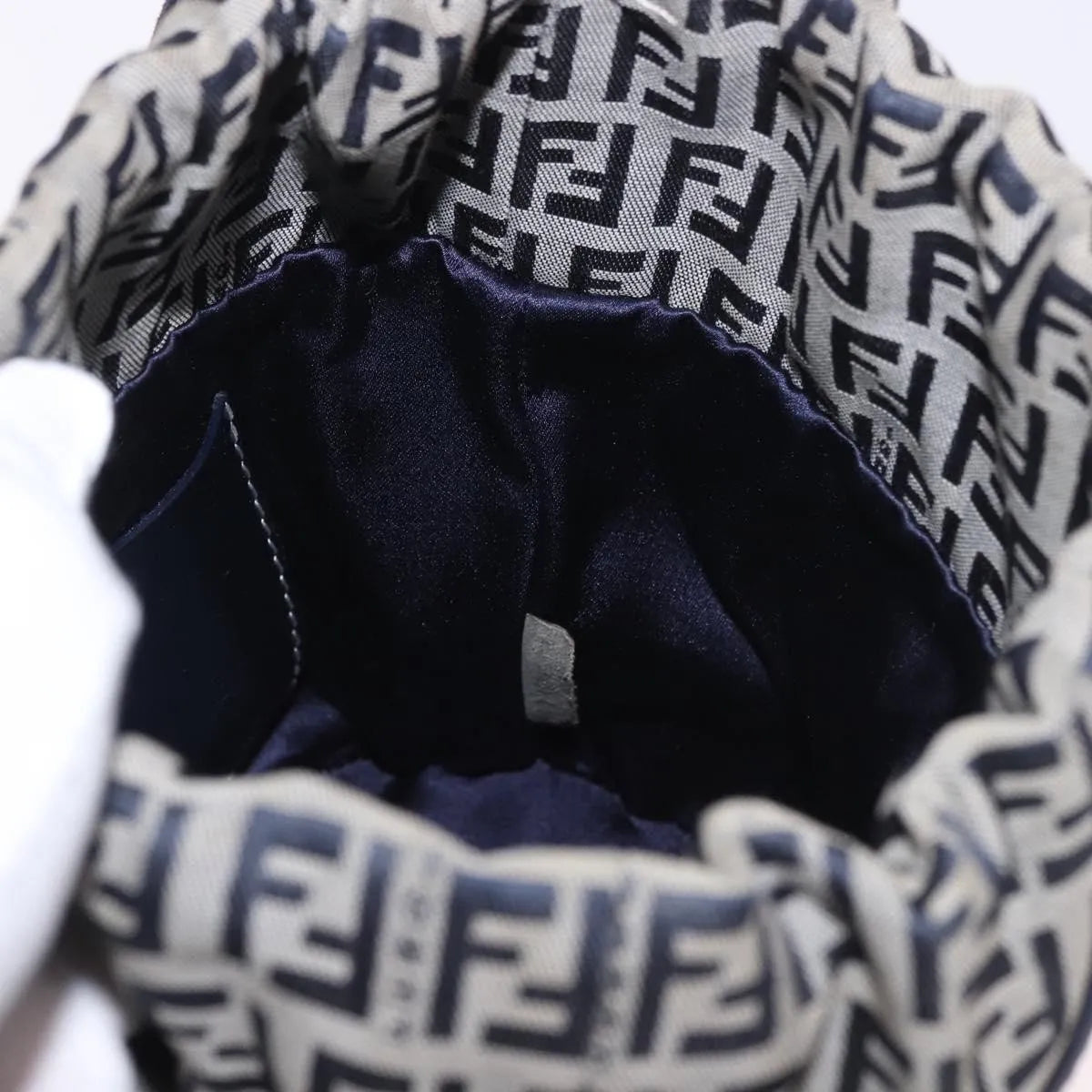 Fendi Zucchino Canvas Navy Canvas Handbag (Pre-Owned)
