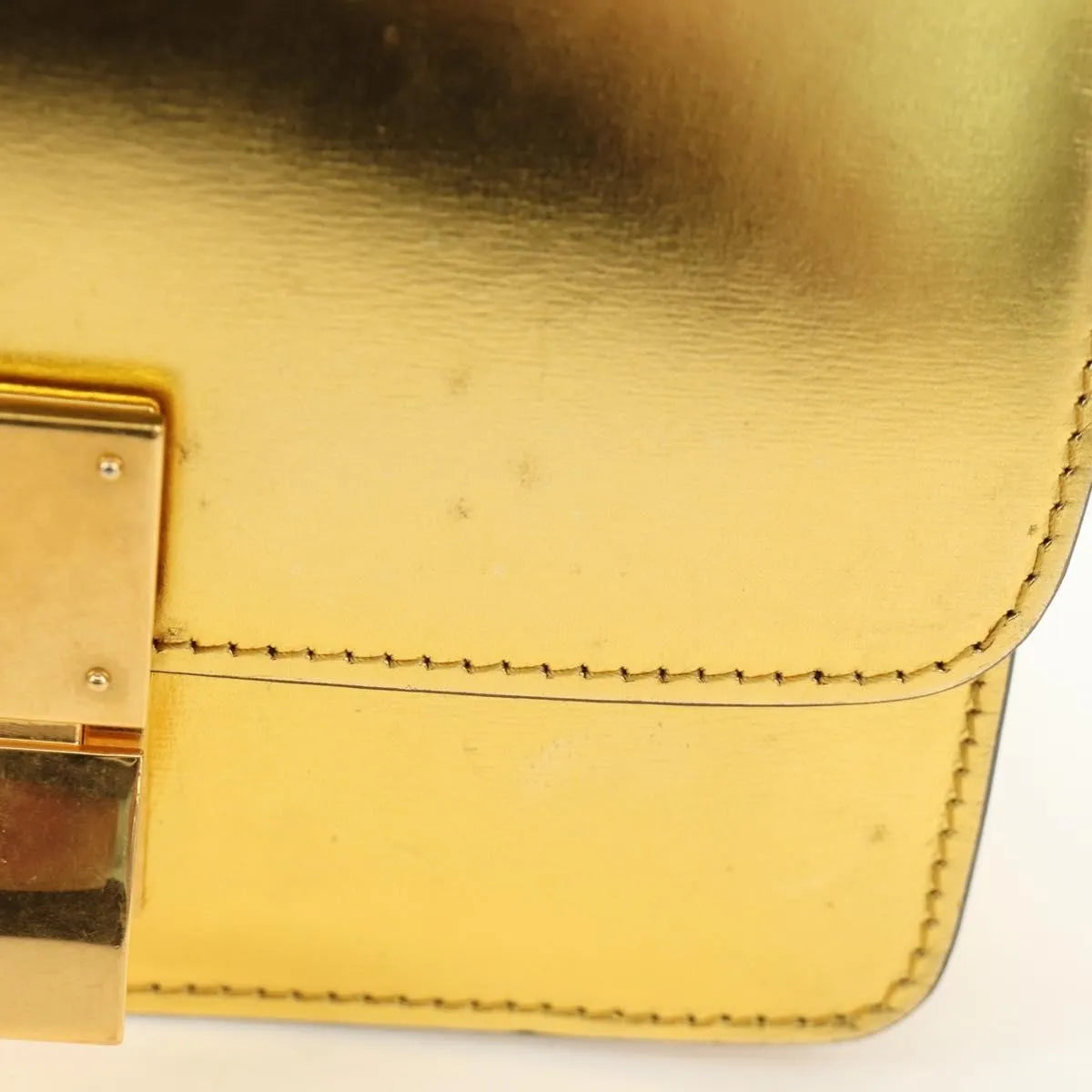 Celine Flap Shoulder Leather Gold Leather Shoulder Bag Bag (Pre-Owned)