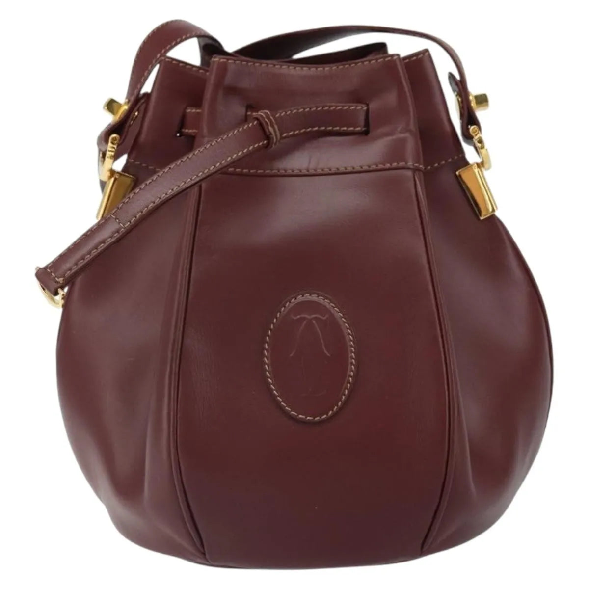 Cartier Must De Cartier Leather Burgundy Leather Shoulder Bag Bag (Pre-Owned)