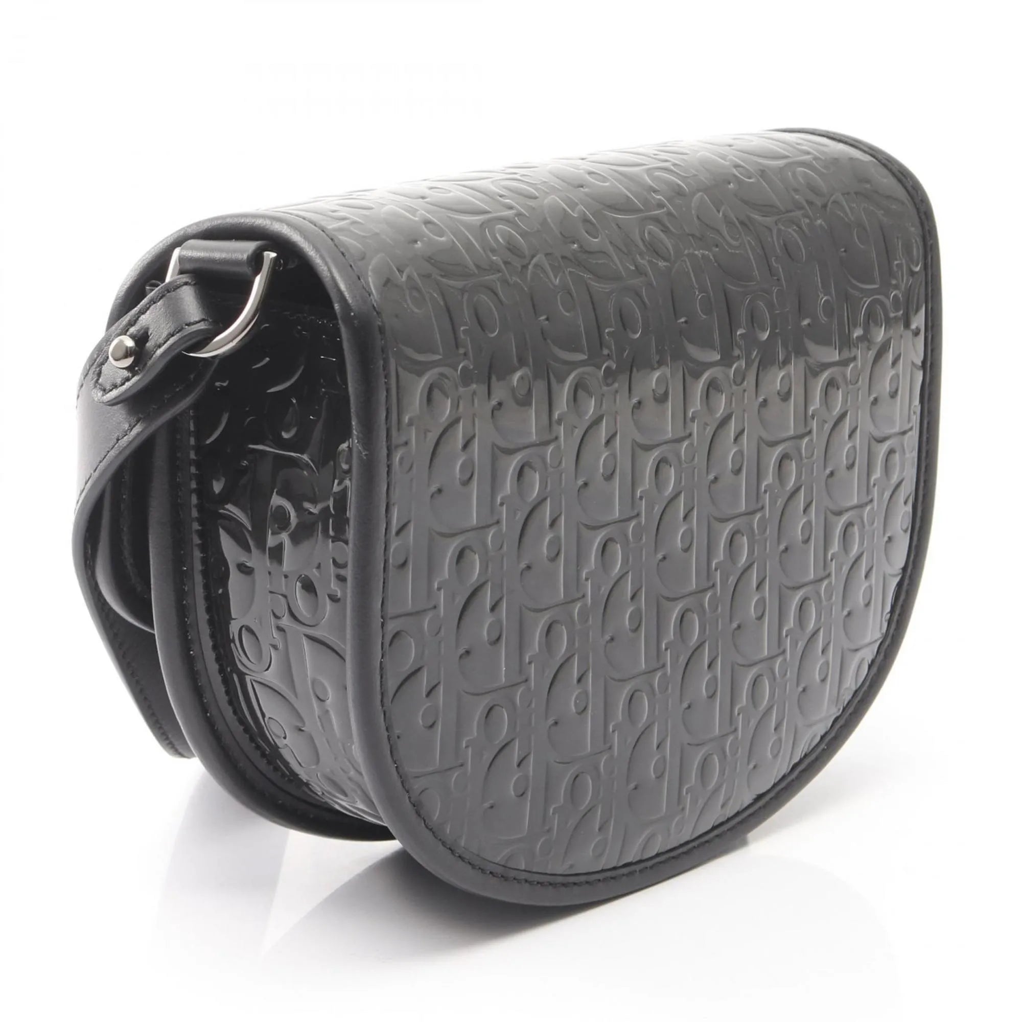 Christian Dior Gallop Flap Messenger Bag Leather Black Patent_Leather Crossbody Bag Bag (Pre-Owned)