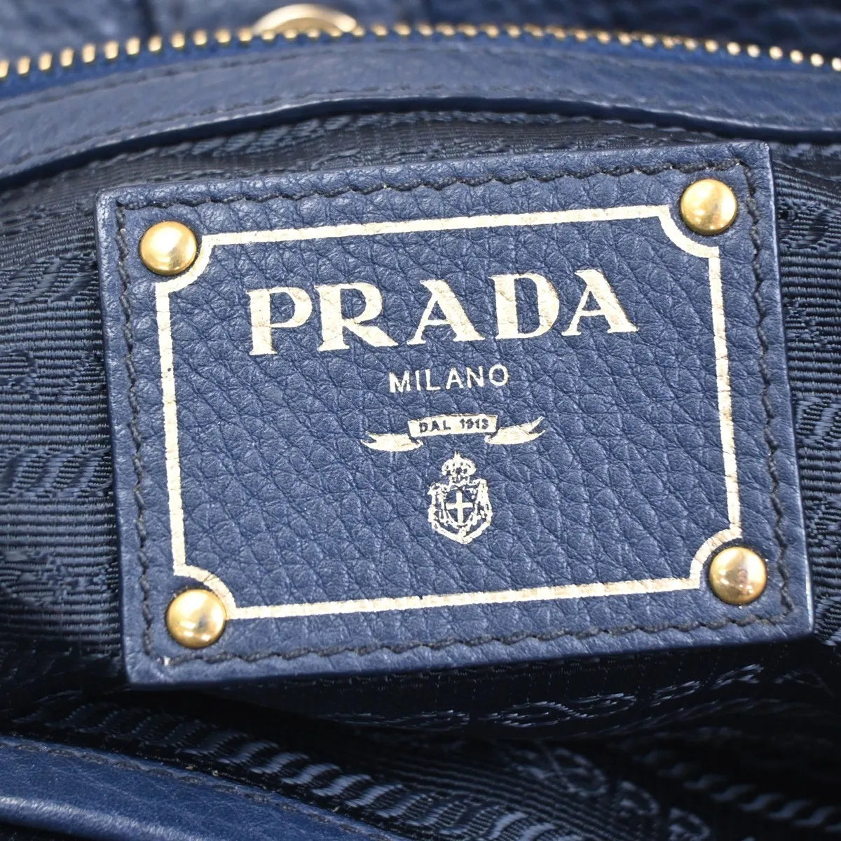 Prada Shopping Tote Vitello Daino Navy Leather Tote Bag Bag (Pre-Owned)