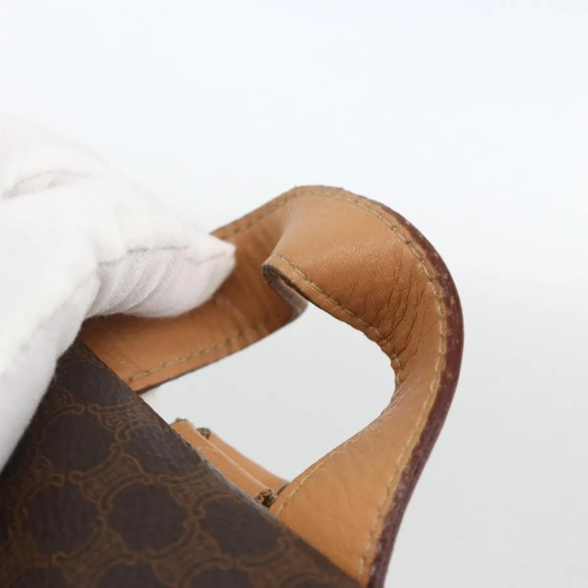 Celine Vintage Drawstring Flap Macadam Coated Canvas Brown Canvas Backpack Bag (Pre-Owned)