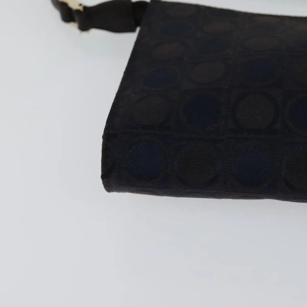 Salvatore Ferragamo Gancini Canvas Navy Canvas Handbag (Pre-Owned)