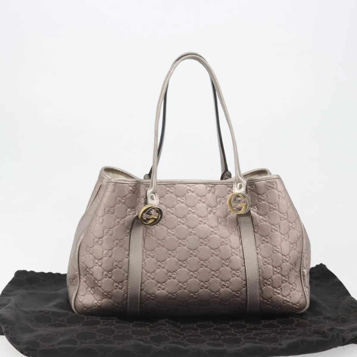 Gucci Twins Tote Guccissima Leather Pink Canvas Tote Bag Bag (Pre-Owned)