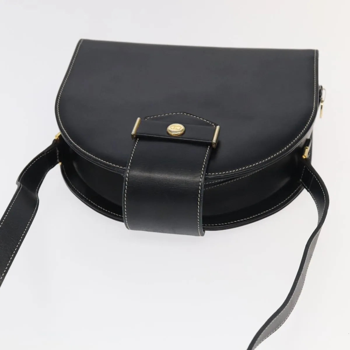Christian Dior Vintage Leather Black Leather Shoulder Bag Bag (Pre-Owned)