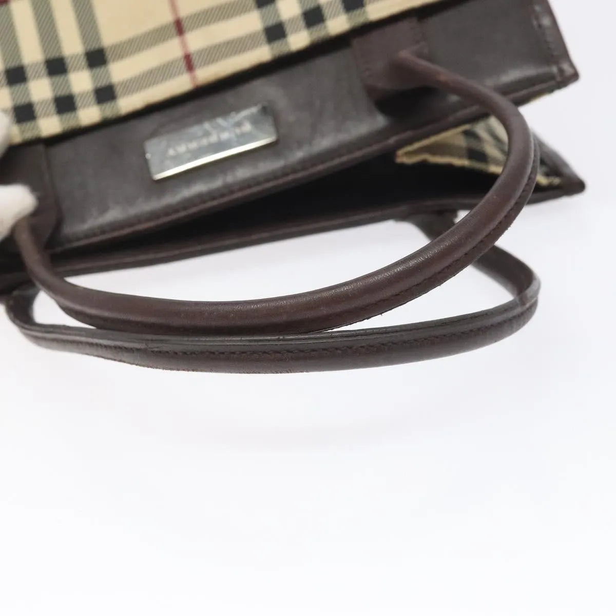 Burberry Nova Check Nylon Beige Nylon Handbag (Pre-Owned)