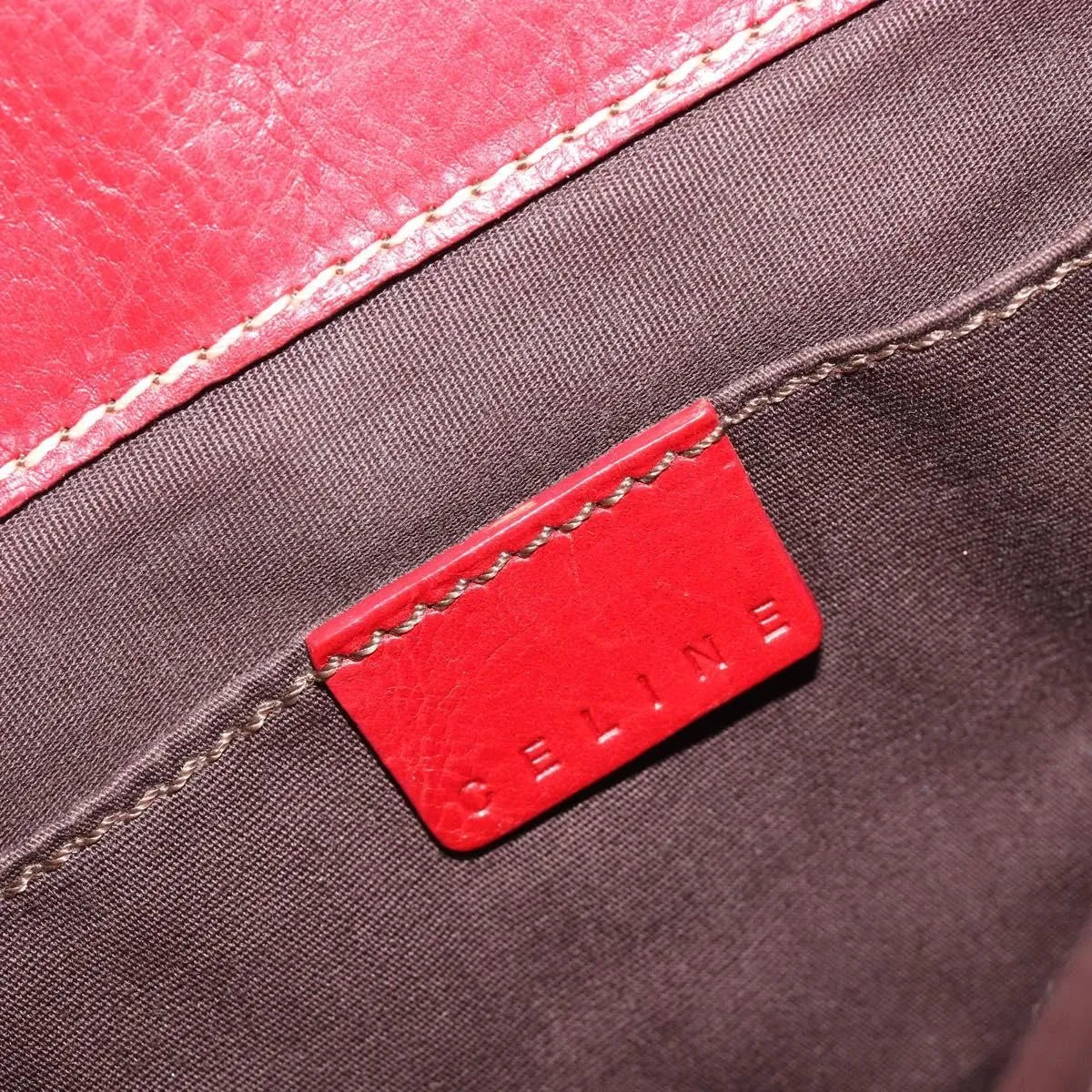 Celine Boogie Satchel Leather Red Leather Handbag (Pre-Owned)