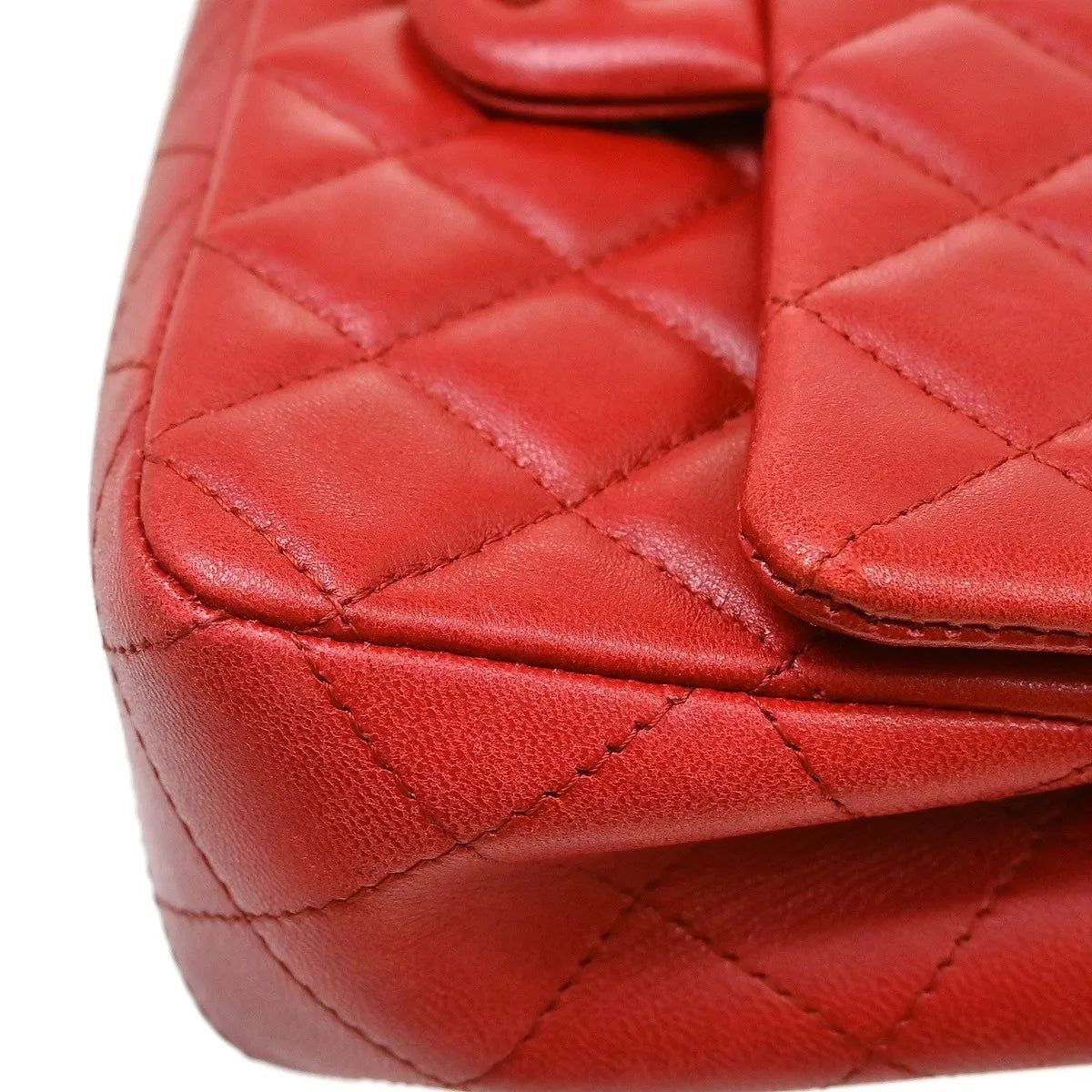 Chanel Vintage Classic Single Flap Quilted Lambskin Red Leather Shoulder Bag Bag (Pre-Owned)