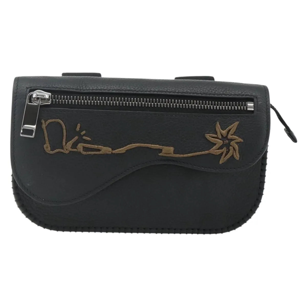 Christian Dior Saddle Pouch Belt Leather Black Leather Clutche & Pouche Bag (Pre-Owned)