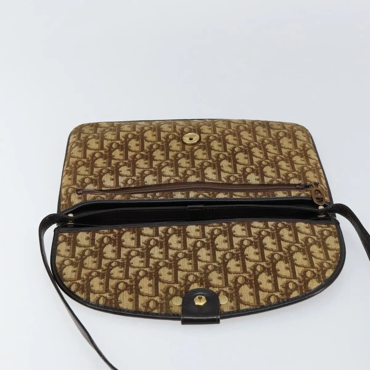 Christian Dior Vintage Trotter Canvas Beige Canvas Shoulder Bag Bag (Pre-Owned)