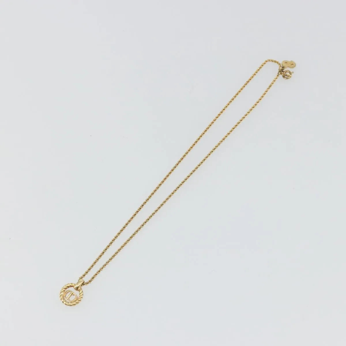 Christian Dior Cd Round Pendant Metal Gold Metal Necklace Jewelry (Pre-Owned)