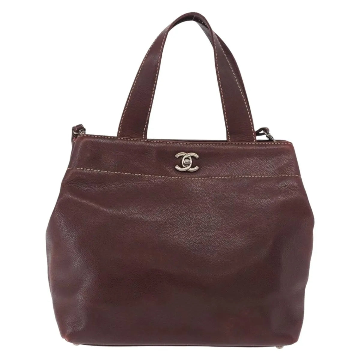 Chanel Vintage Cc Lock Tote Leather Brown Leather Tote Bag Bag (Pre-Owned)