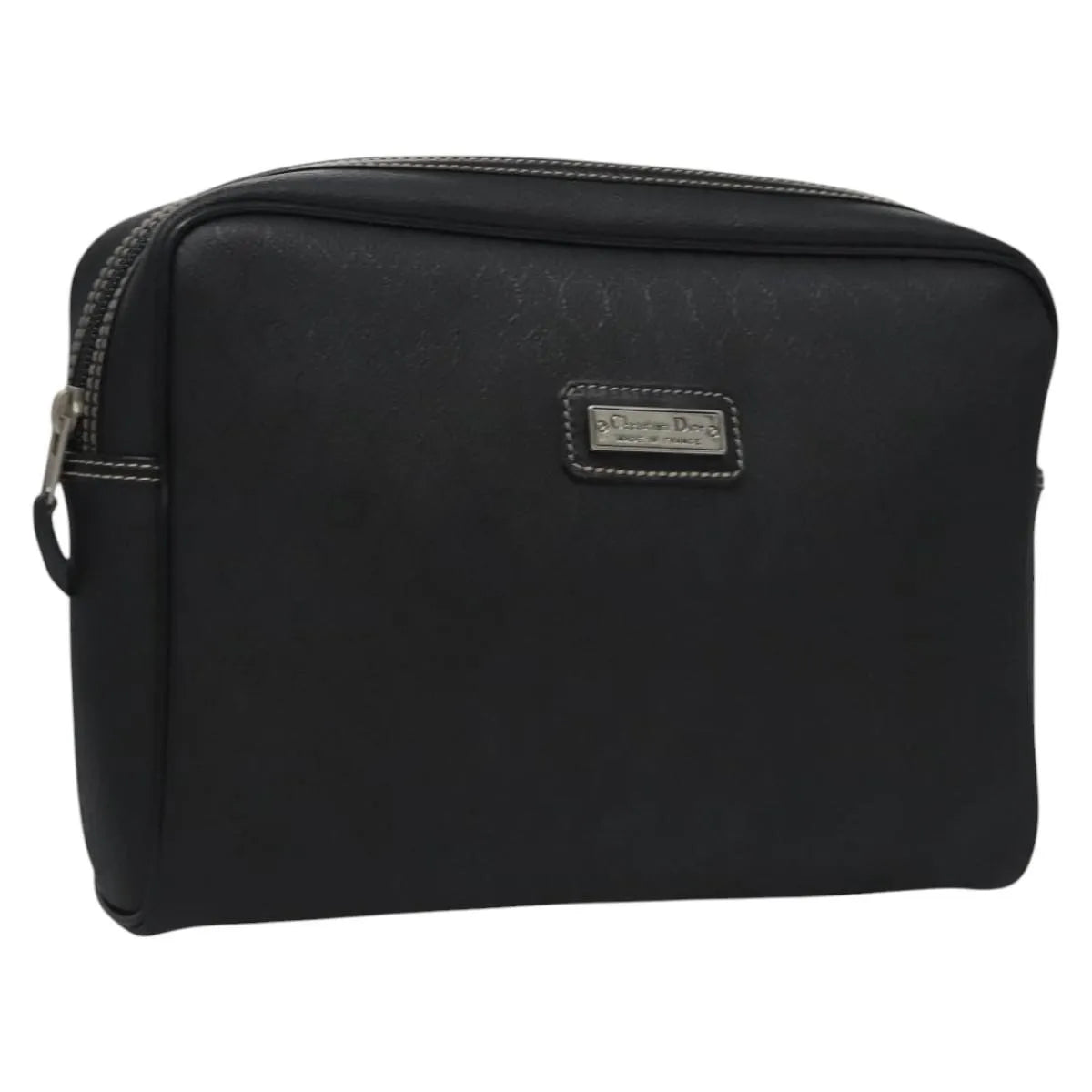 Christian Dior Vintage Honeycomb Zip Coated Canvas Black Canvas Clutche & Pouche Bag (Pre-Owned)