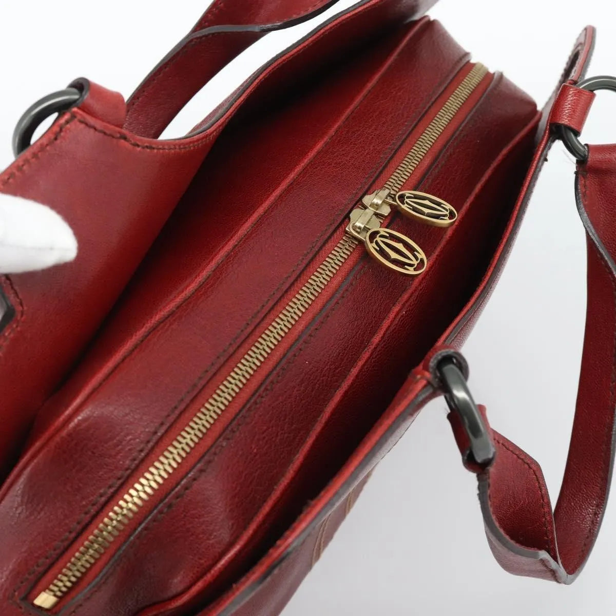 Cartier Marcello Leather Red Leather Handbag (Pre-Owned)