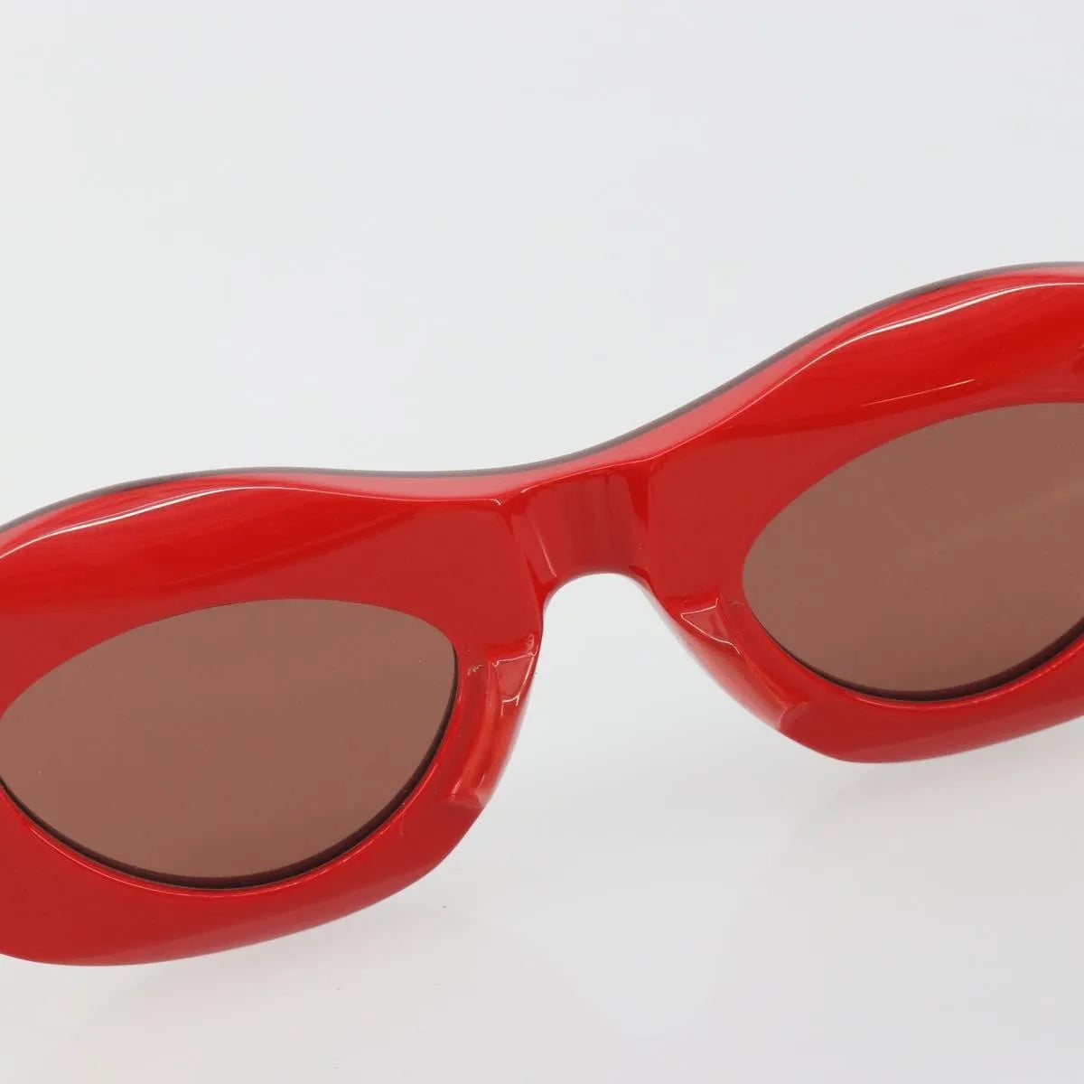 Bottega Veneta Ovale Acetate Red Plastic Sunglasse Accessory (Pre-Owned)