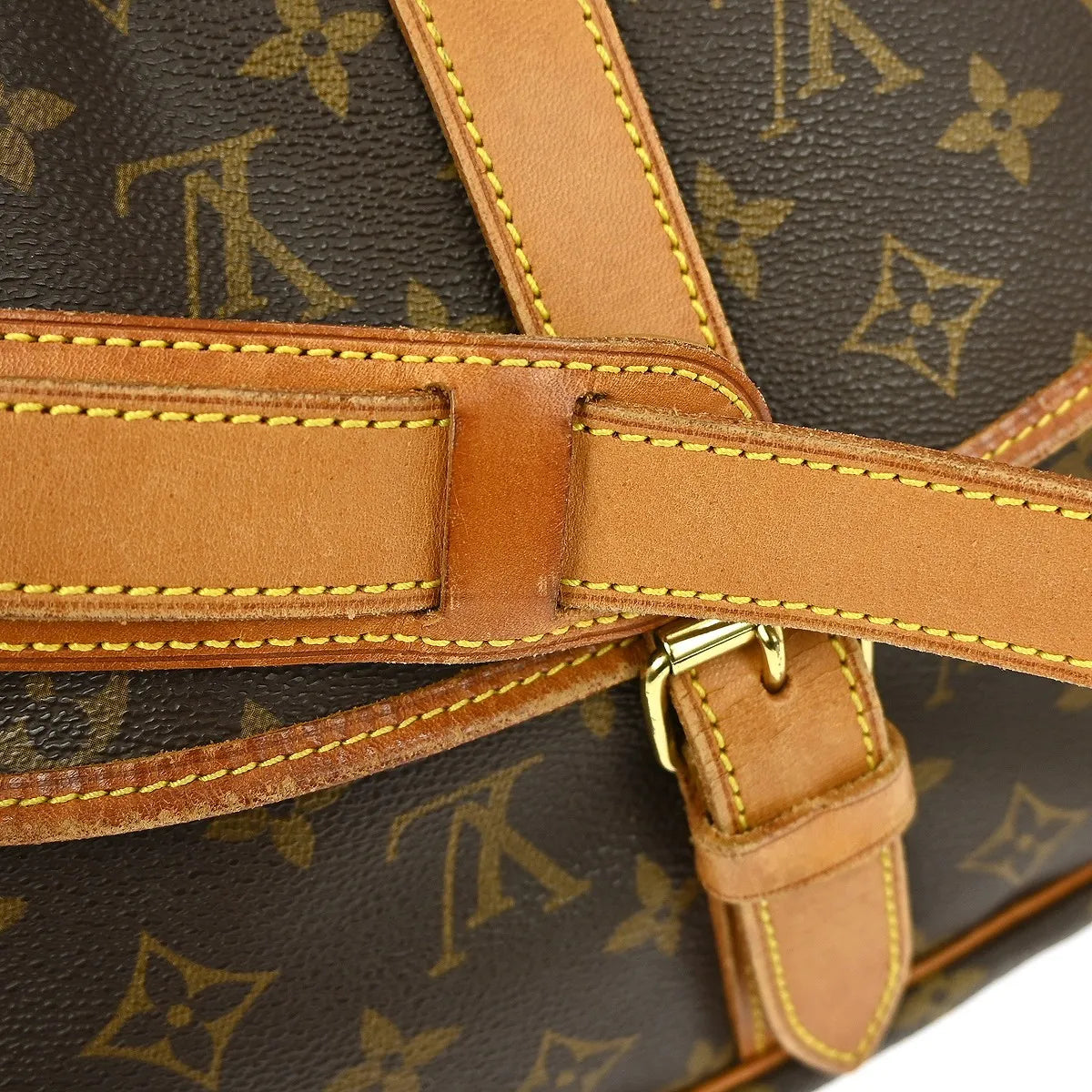 Louis Vuitton Saumur Handbag Monogram Canvas Brown Canvas Shoulder Bag Bag (Pre-Owned)