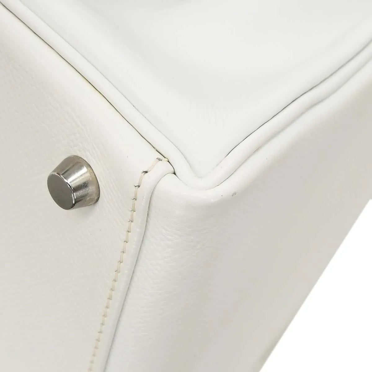 Hermes Kelly Handbag White Epsom With Palladium Hardware White Leather Handbag (Pre-Owned)