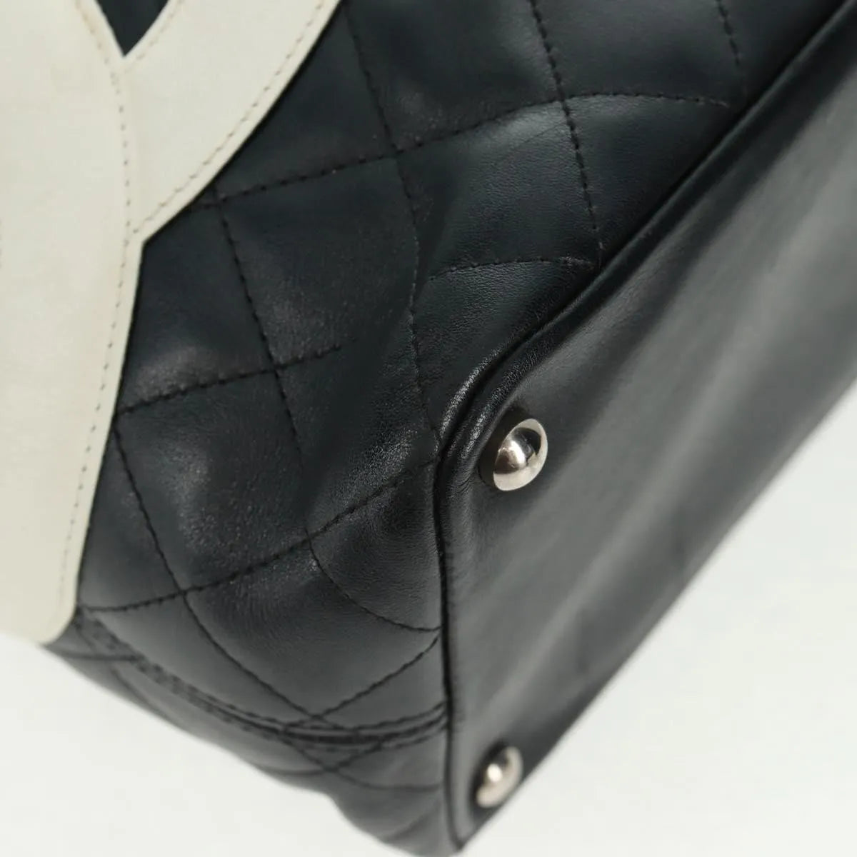 Chanel Cambon Tote Quilted Leather Black Leather Tote Bag Bag (Pre-Owned)