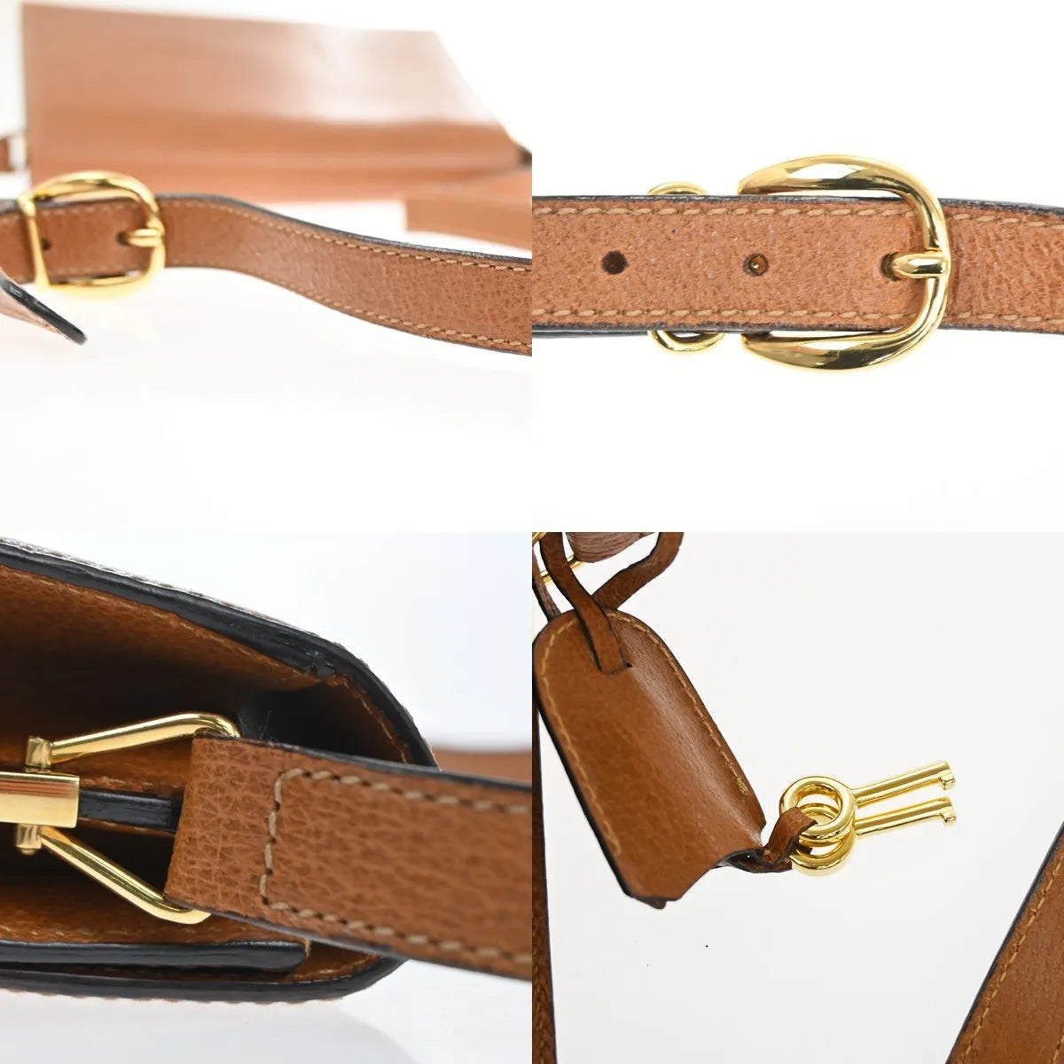 Gucci Vintage Lady Lock Top Handle Leather Brown Leather Shoulder Bag Bag (Pre-Owned)