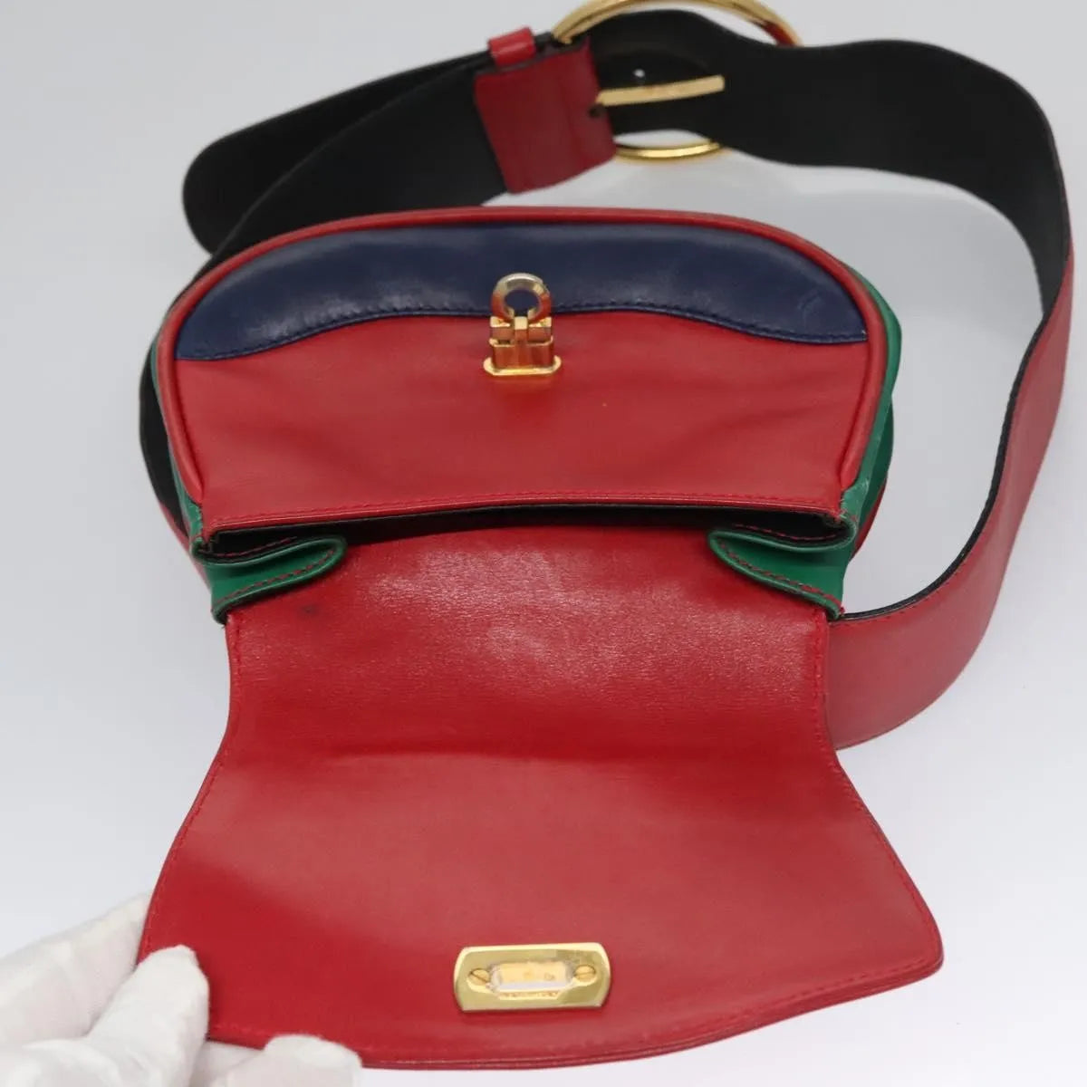 Salvatore Ferragamo Gancini Waist Leather Red Leather Clutche & Pouche Bag (Pre-Owned)