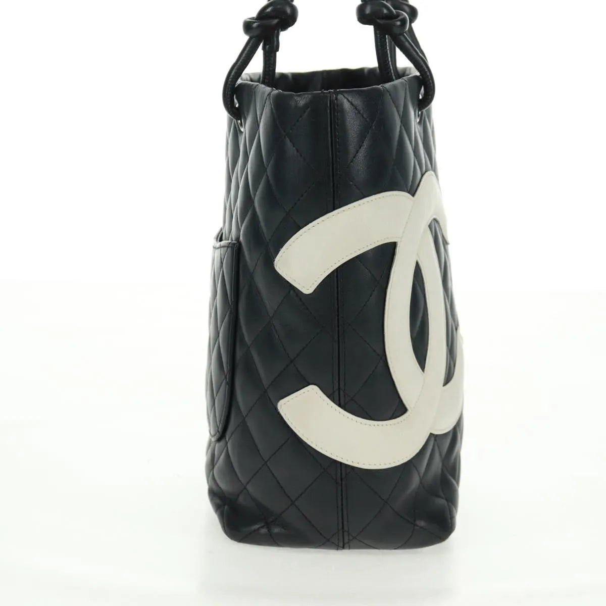Chanel Cambon Tote Quilted Leather Black Leather Tote Bag Bag (Pre-Owned)