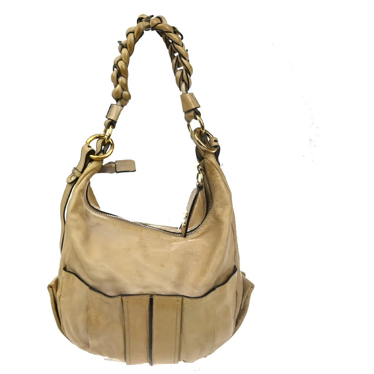 Chloe Heloise Hobo Leather Beige Leather Shoulder Bag Bag (Pre-Owned)