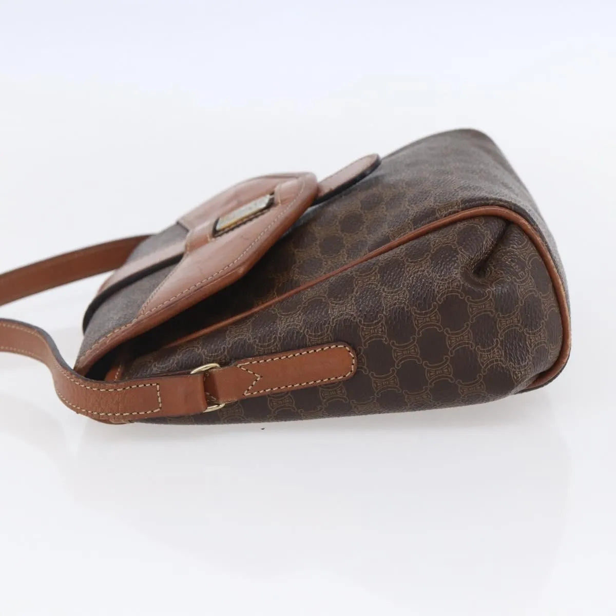 Celine Vintage Macadam Canvas And Leather Brown Canvas Shoulder Bag Bag (Pre-Owned)