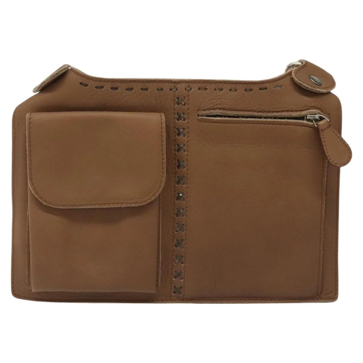 Bottega Veneta Vintage Front Pocket Waist Leather Brown Leather Clutche & Pouche Bag (Pre-Owned)