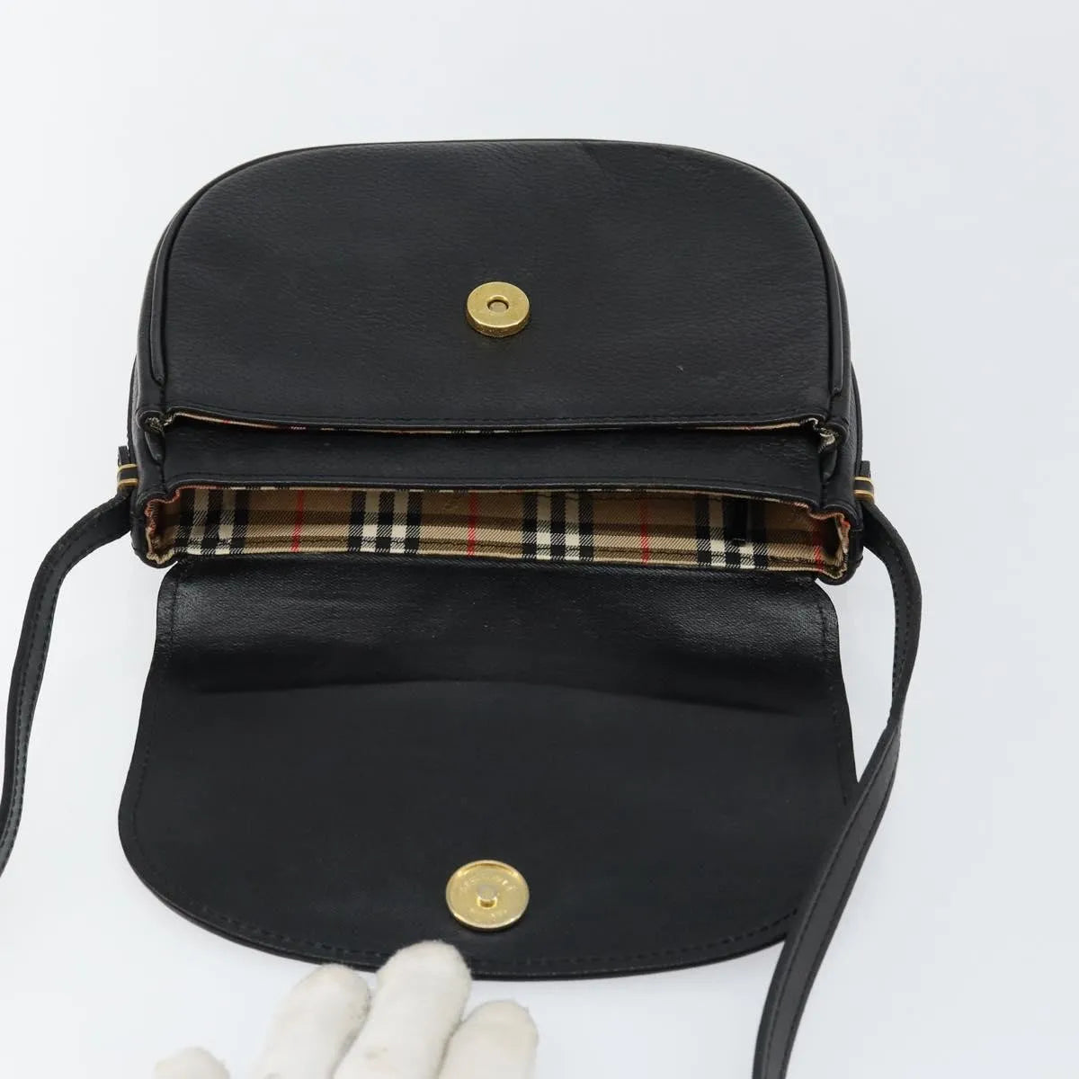 Burberry Flap Shoulder Leather Black Leather Shoulder Bag Bag (Pre-Owned)
