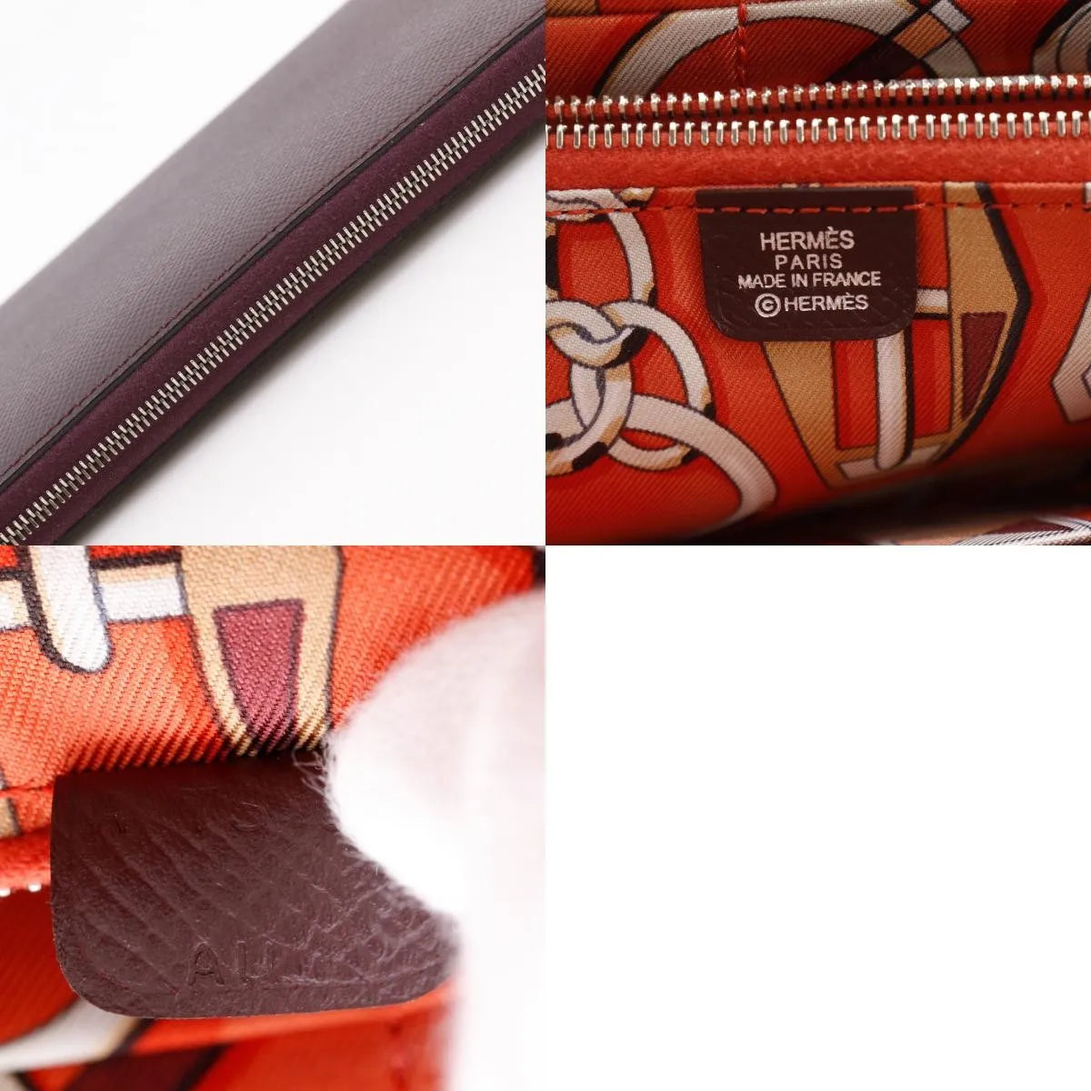 Hermes Azap Zip Around Epsom Burgundy Leather Wallets Accessory (Pre-Owned)