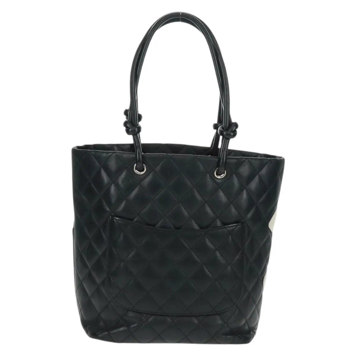 Chanel Cambon Tote Quilted Leather Black Leather Tote Bag Bag (Pre-Owned)