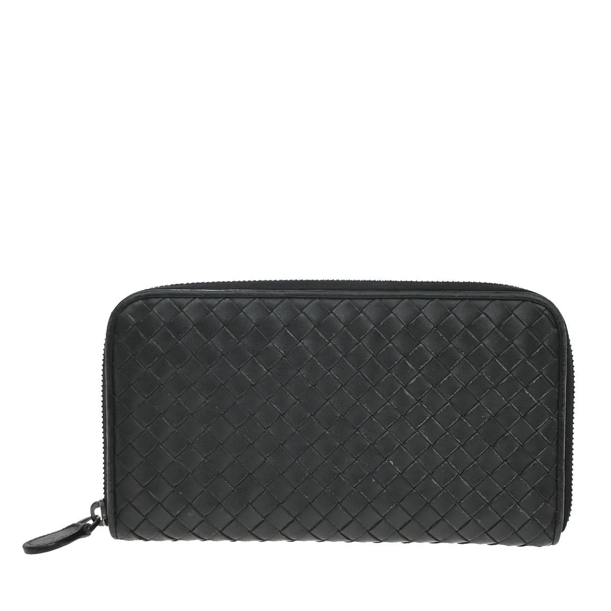 Bottega Veneta Intrecciato Long Zip Leather Black Leather Wallets Accessory (Pre-Owned)
