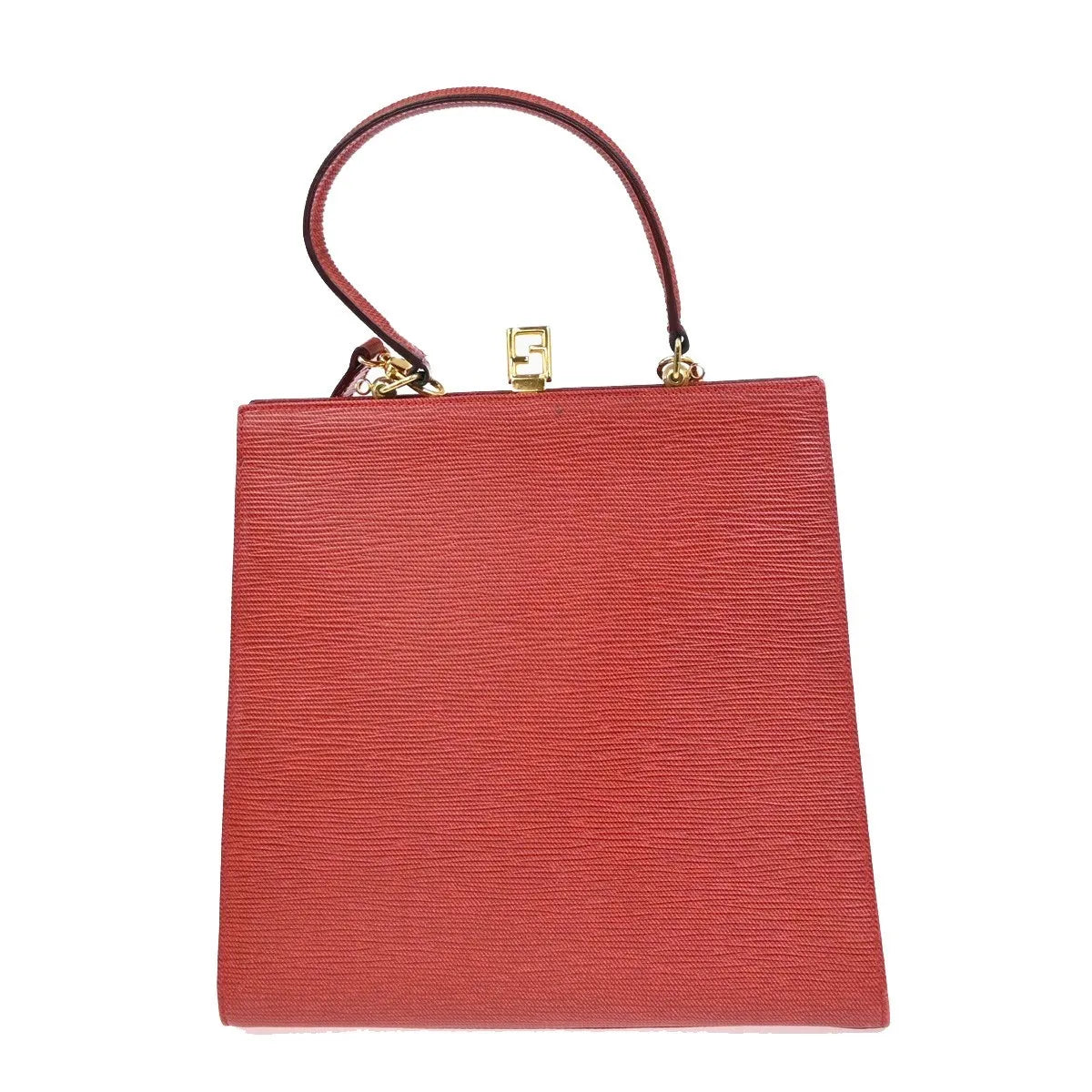Fendi Vintage Top Handle Leather Red Leather Tote Bag Bag (Pre-Owned)