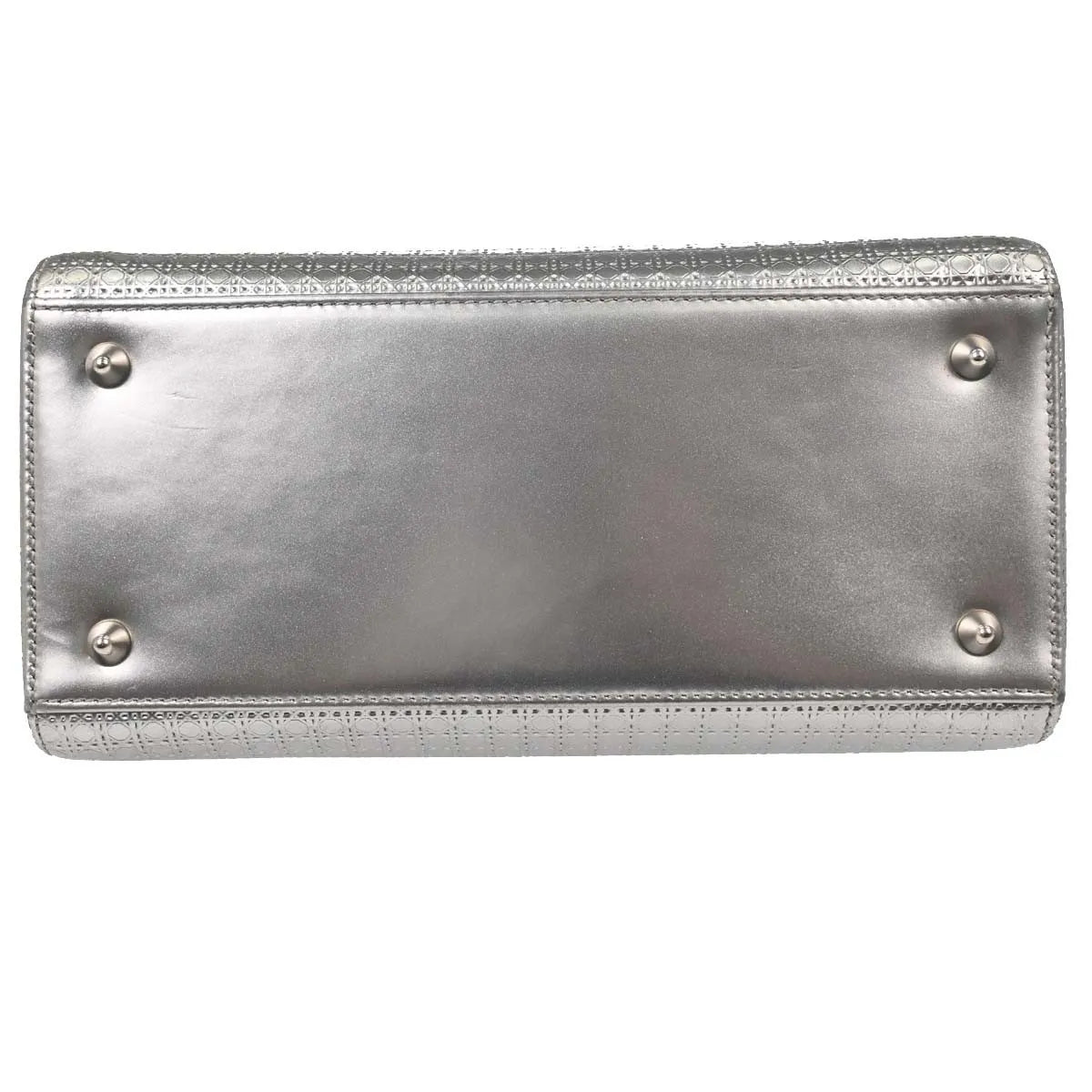 Christian Dior Lady Dior Micro Cannage Metallic Calfskin Silver Calfskin Handbag (Pre-Owned)