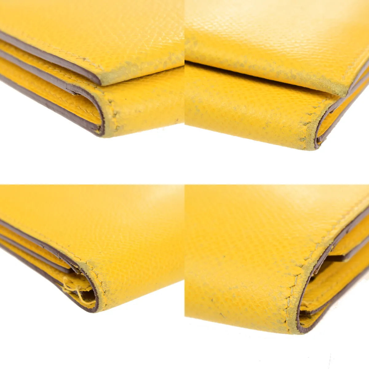 Hermes Bearn Trifold Epsom Yellow Leather Wallets Accessory (Pre-Owned)