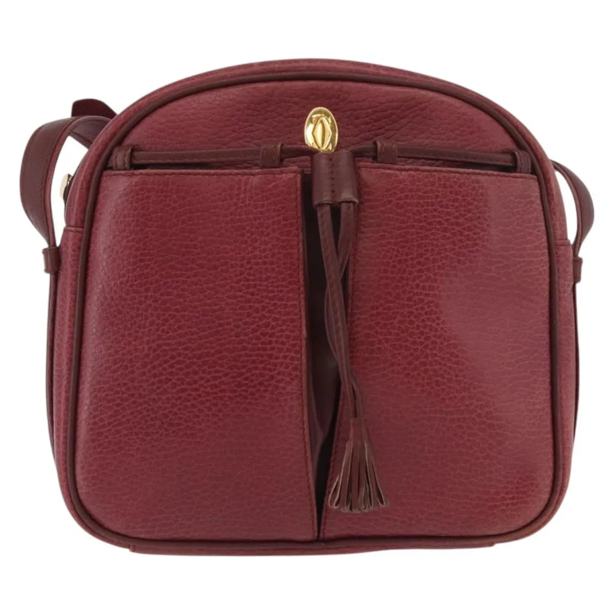 Cartier Tasseled Must De Cartier Leather Burgundy Leather Shoulder Bag Bag (Pre-Owned)