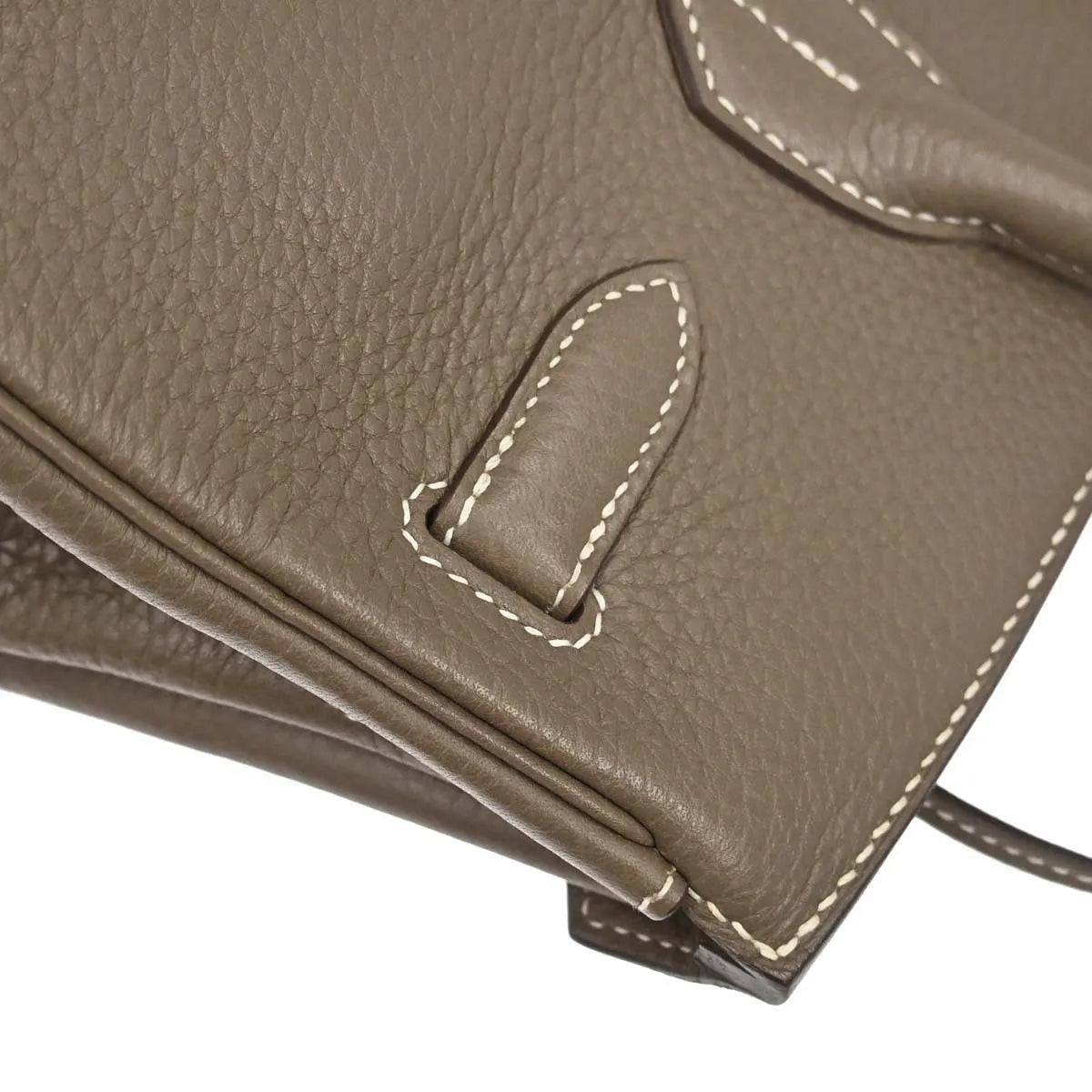 Hermes Birkin Etoupe Taurillon Clémence With Palladium Hardware Gray Calfskin Handbag (Pre-Owned)